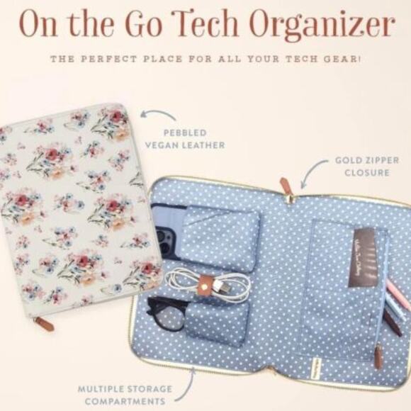 Matilda Jane On The Go Vegan Floral Tablet Tech Organizer Travel Case - Picture 2 of 8